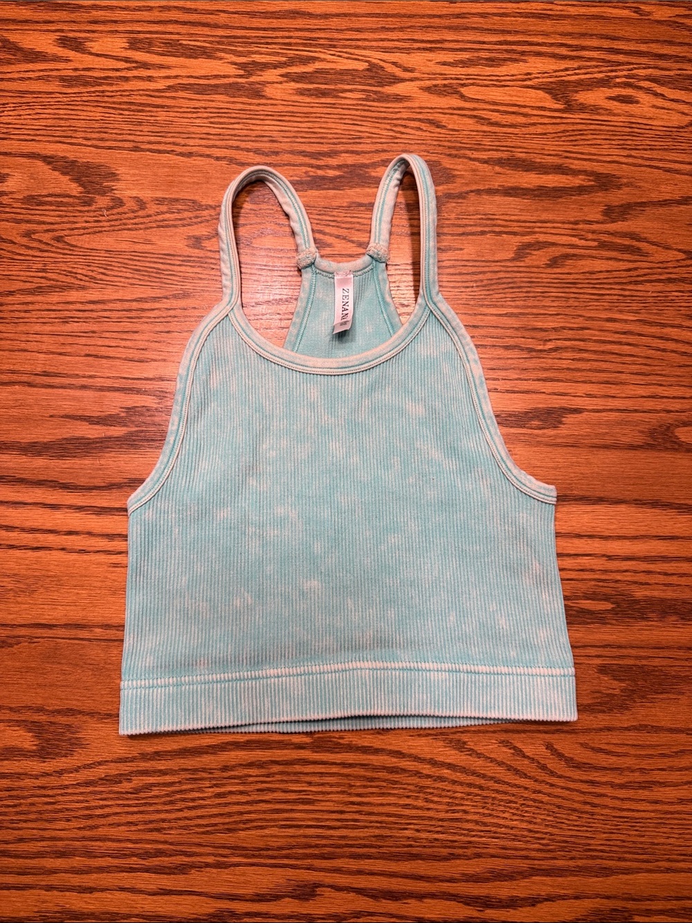Zenana Aqua Ribbed Racerback Crop Tank
